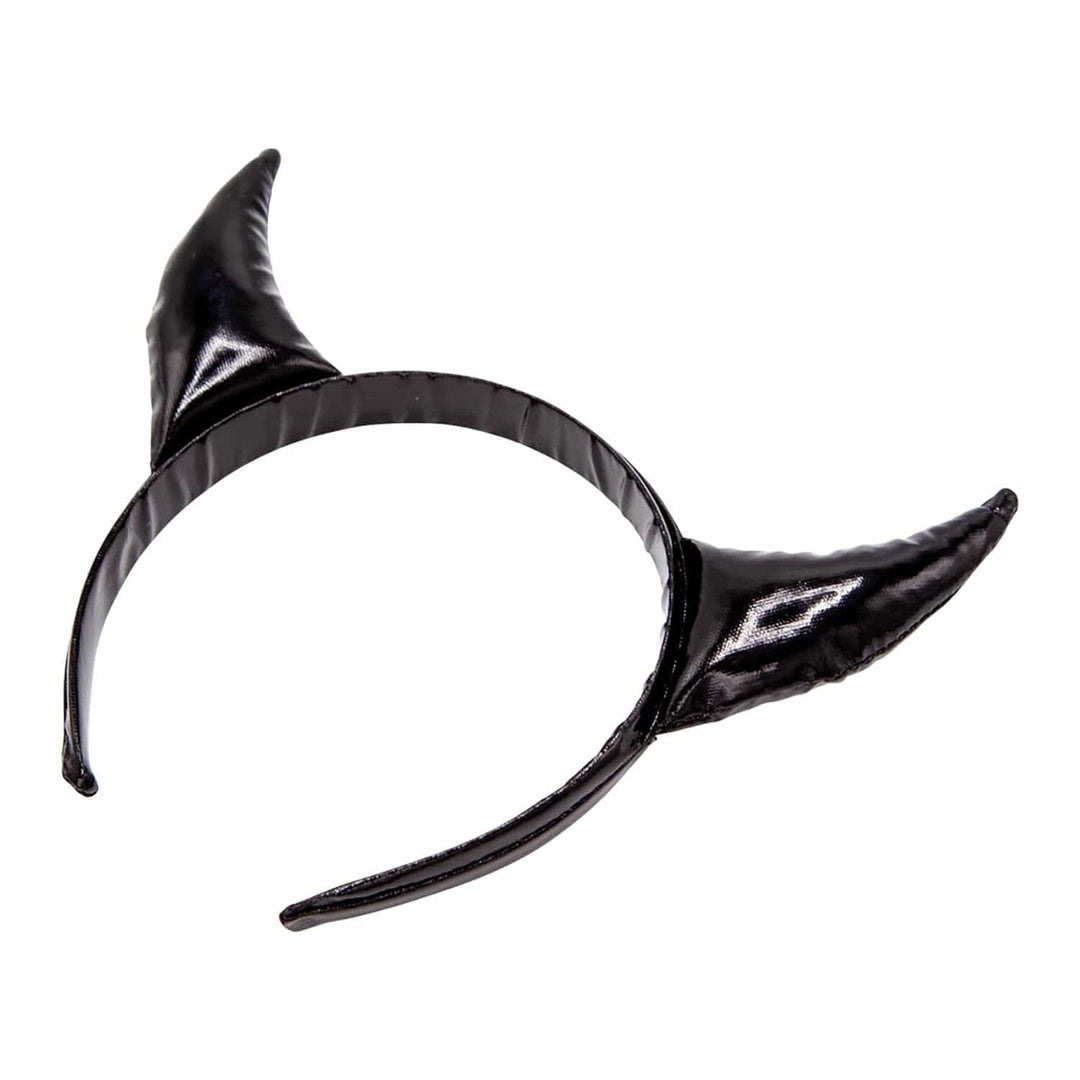 Black devil horns on a black headband