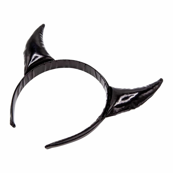 Black devil horns on a black headband