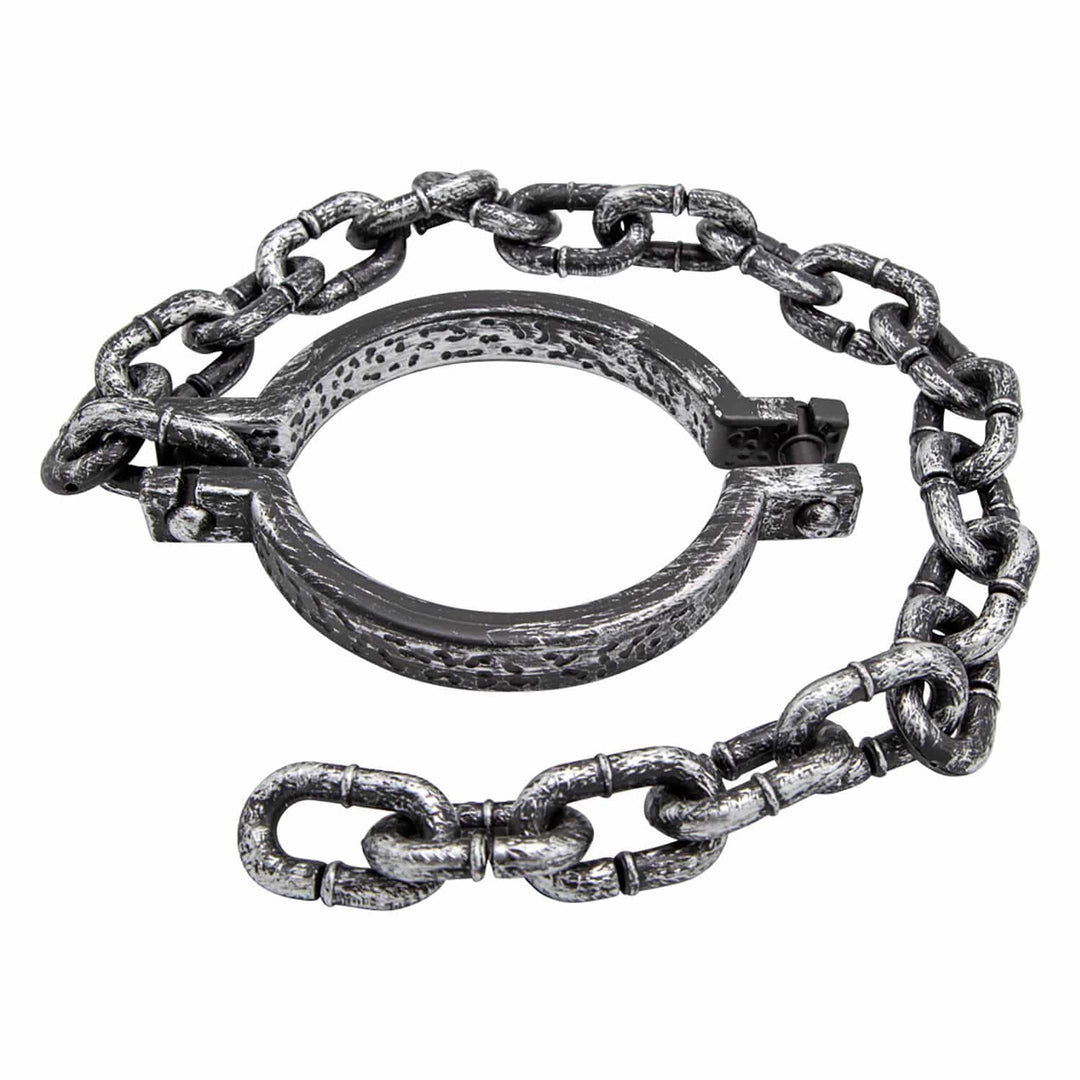 Silver and grey plastic neck collar with chain for fancy dress costumes