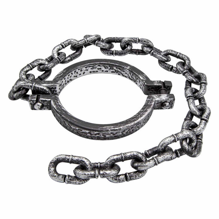 Silver and grey plastic neck collar with chain for fancy dress costumes