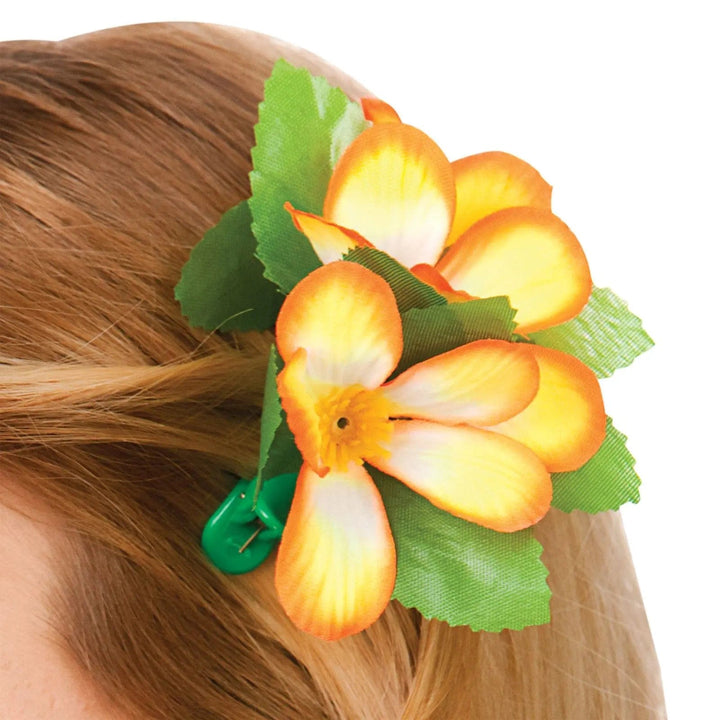 Hair clip with orange artificial flowers for fancy dress costumes