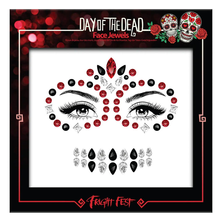 Fright Fest Face Jewels Day Of The Dead Stick On Gems Fancy Dress