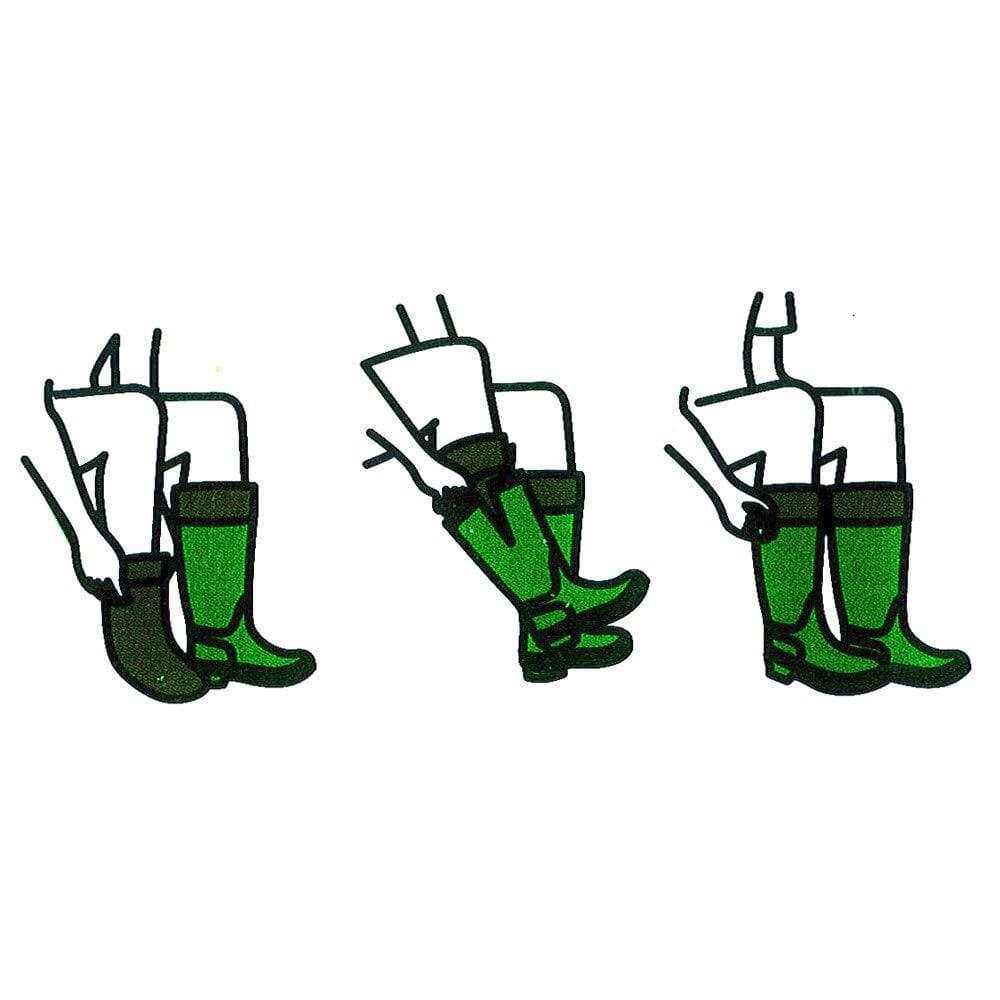 Instructions graphic for wearing wellington boots liner socks