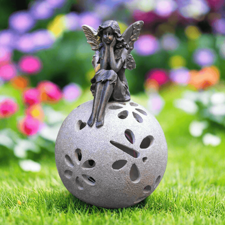 Solar Power Garden Ornament Light Sitting Angel Fairy