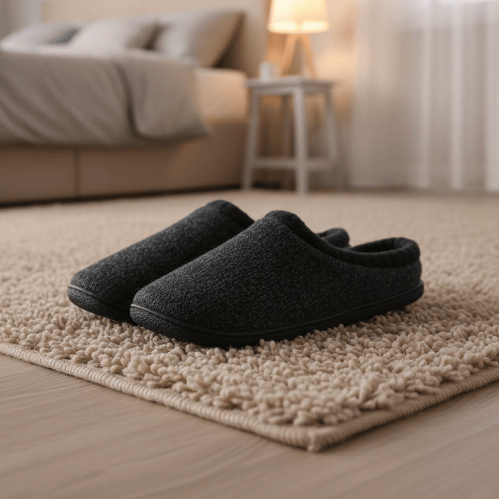 Mens Knitted Mule Slippers With Soft Fleecy Lining Non-Slip