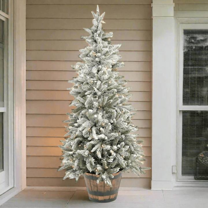 Christmas Tree Pre-Lit Snow Tip Potted Artificial 138cm (4.5ft)