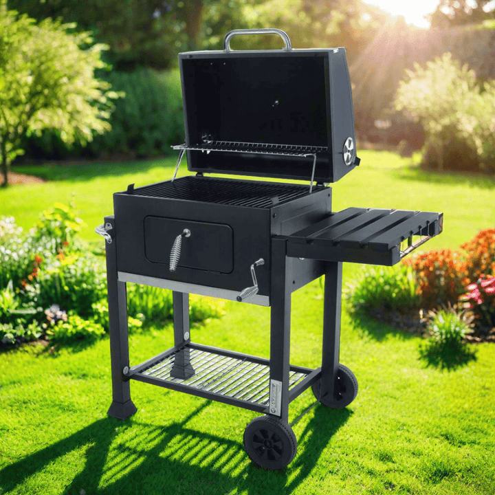 Azuma Rhino Charcoal BBQ Barbecue Black Steel Grill With Wheels