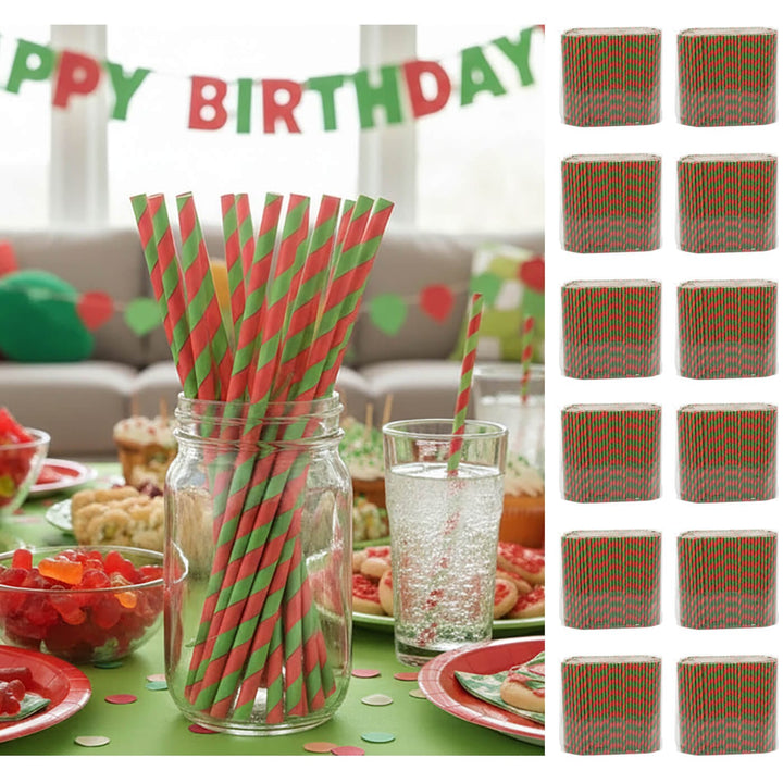 Bulk pack of 3000 Striped Paper Straws Eco Friendly Recyclable