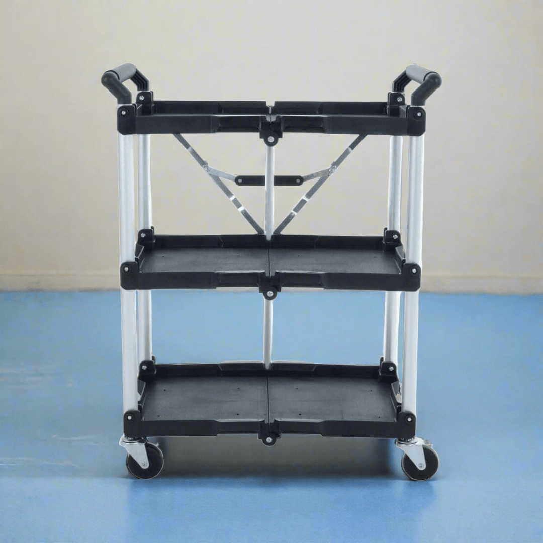 Azuma Three Tier Folding Service Trolley Cart With Wheels