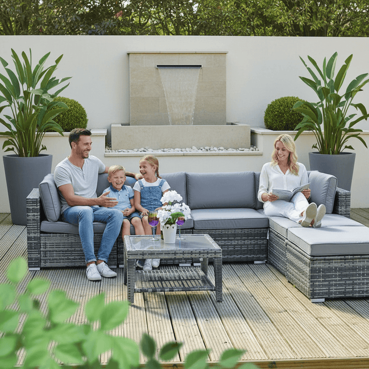 Monaco 7pc Garden Sofa Set Grey Rattan Patio Furniture