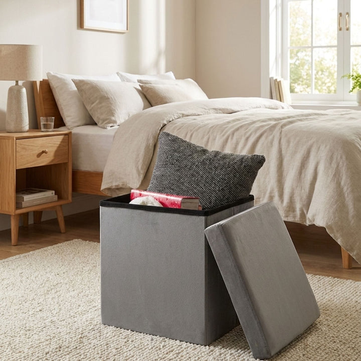 Hodge &amp; Hodge Velvet Effect Storage Ottoman With Lid