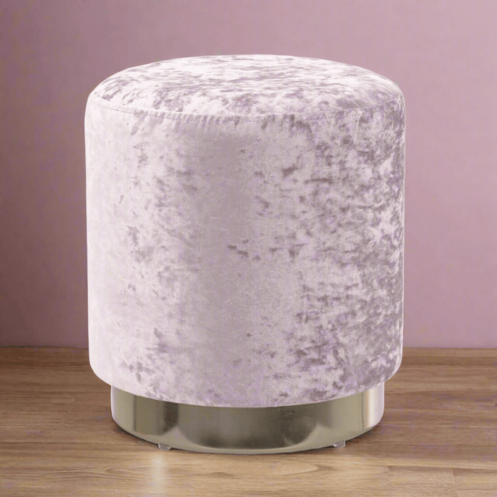 Hodge &amp; Hodge Sophia Stylish Velvet Stool With Gold Base Light Pink Crush
