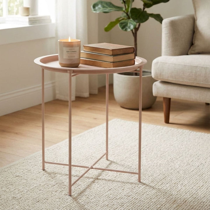 Hodge and Hodge Round Side Table Folding Metal Tray Top