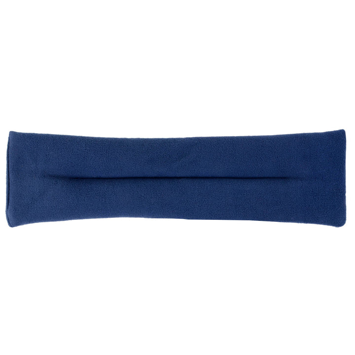 Blue fleece covered heat pack on a white background