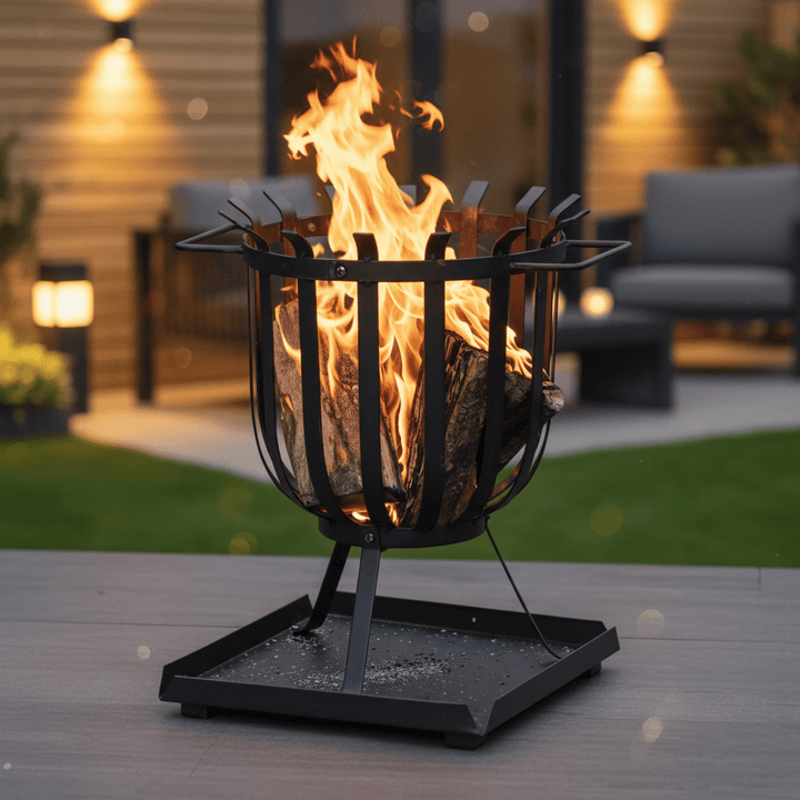 Azuma Tana Log Burner Patio Camping Fire Pit Black Steel Brazier