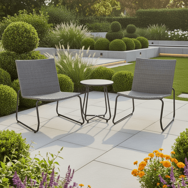 Azuma Como Garden Bistro Set Grey Chairs Table Rattan Weave