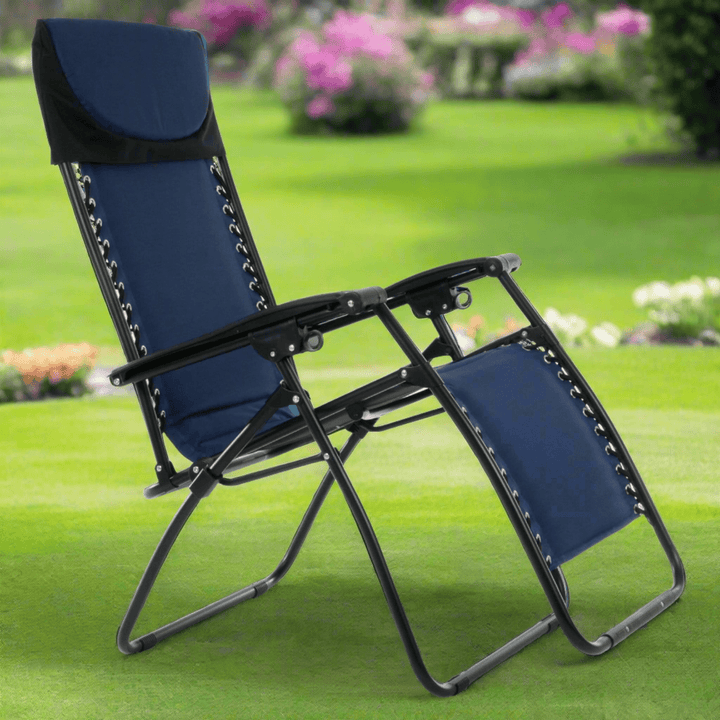 Padded Garden Recliner Relaxer 2 Tone Blue Zero Gravity Chair Garden Seat