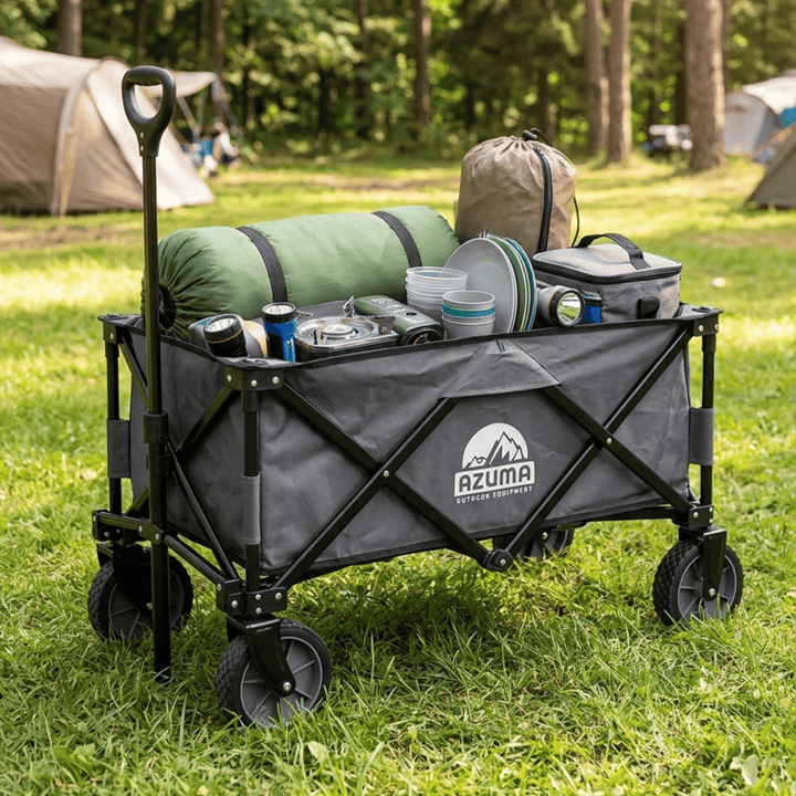 Azuma Folding Wagon Cart 70kg – Off-Road Utility Trolley for Camping, Garden &amp; Beach