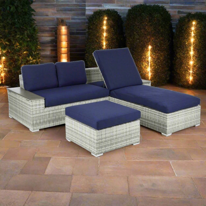 Azuma Grey Rattan Garden Sofa Set Recliner Lounger Tivoli