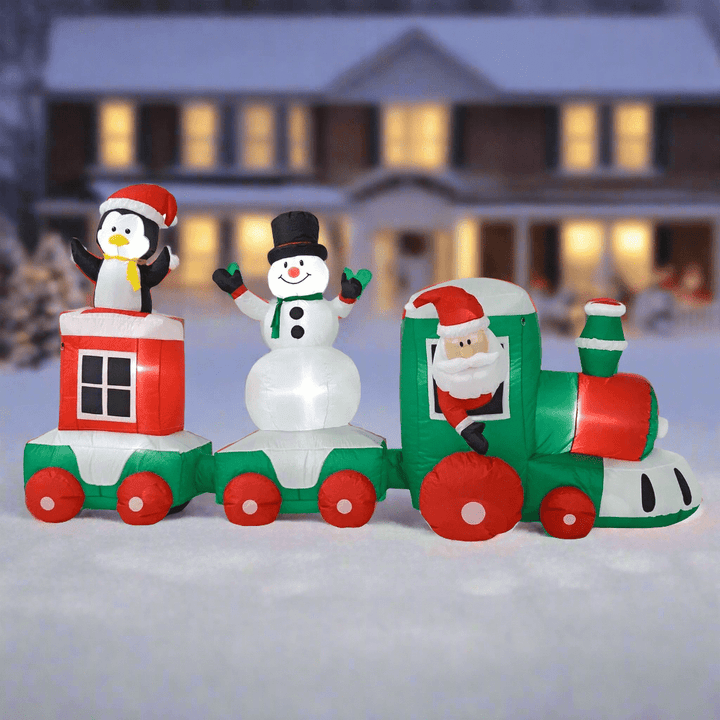 11ft Giant Light Up Inflatable Train Christmas Decoration Santa