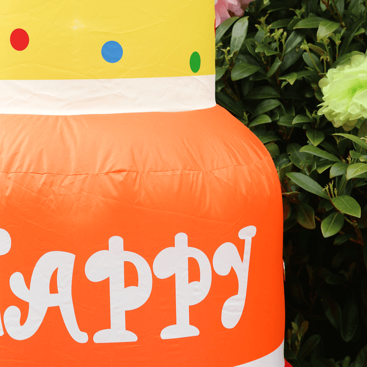 detail shot of vibrant inflatable material with slogan