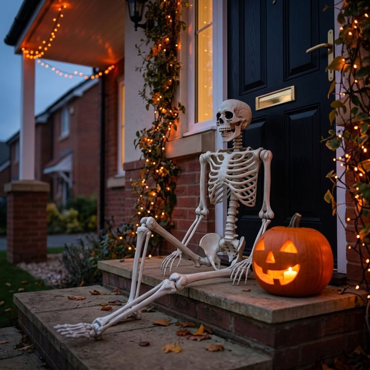 Life Size Poseable Skeleton Halloween Decoration Party Prop 152cm