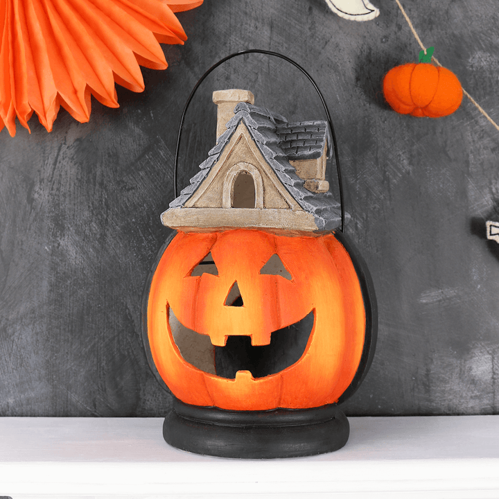 Pumpkin House Lantern Candle Holder Halloween Decoration 38cm