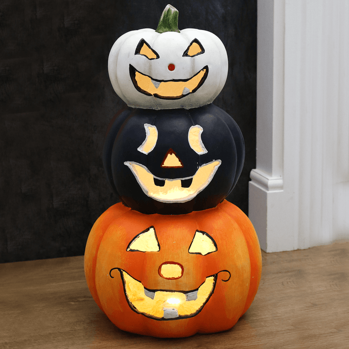 LED Pumpkin Lantern Stack Trio Halloween Decoration 60cm