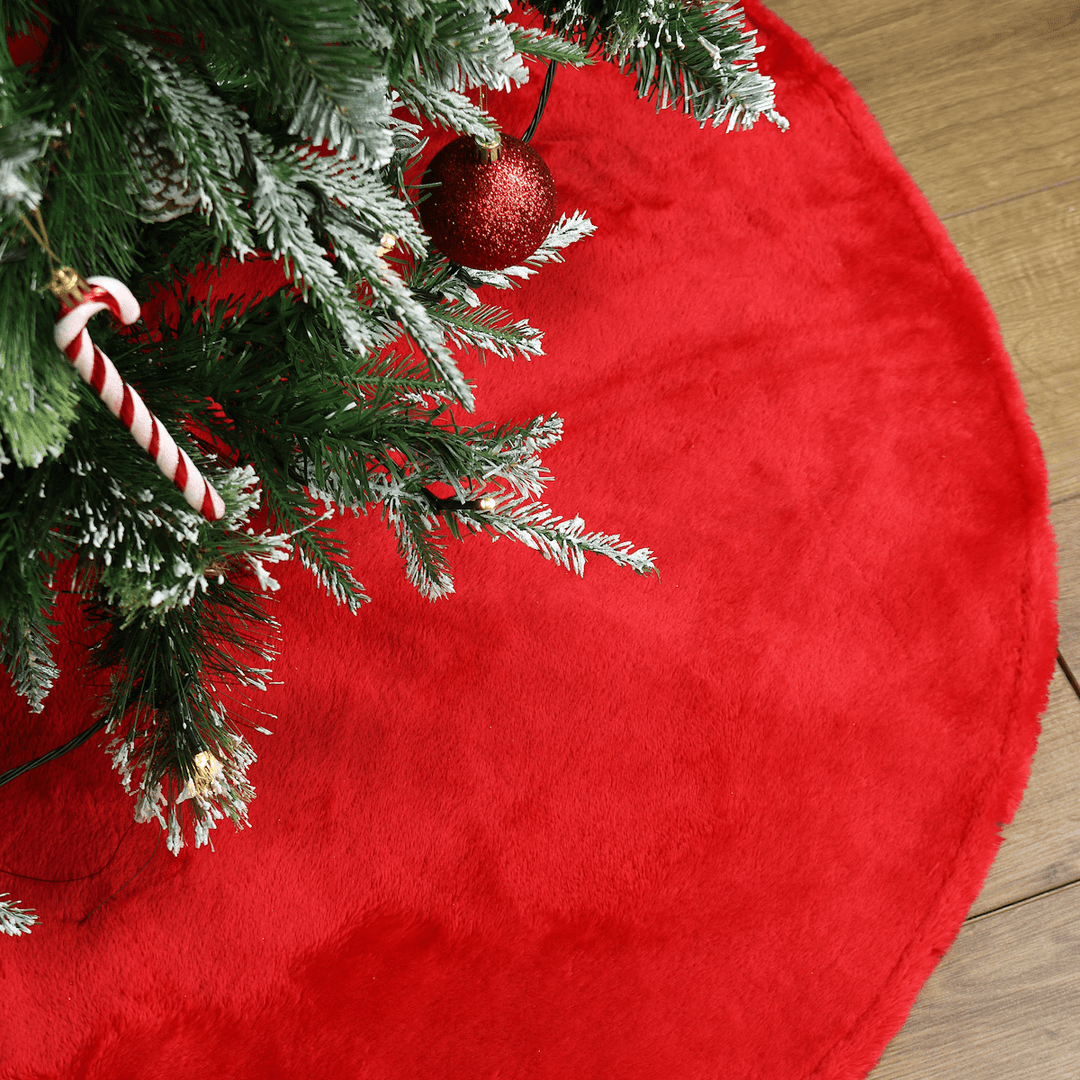 Christmas Tree Skirt Faux Fur Fabric Cover Base Decoration 1m