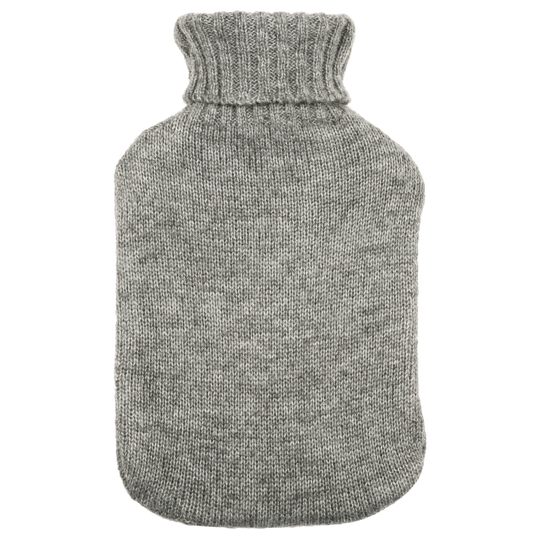 Hot Water Bottle Soft Chunky Cable Knit Cover Grey 2 Litre