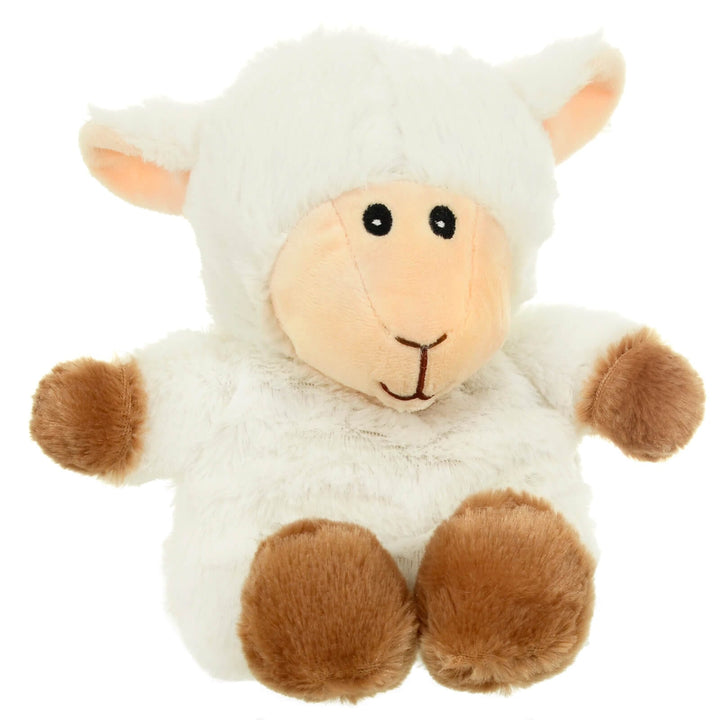 Plush white lamp fleece heat pack on a white background