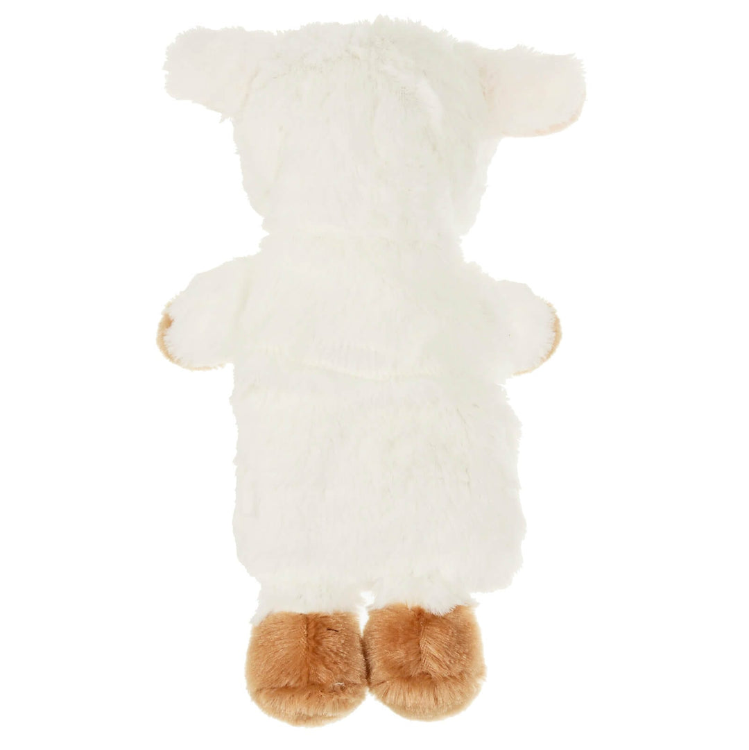 Plush white sheep on a white background