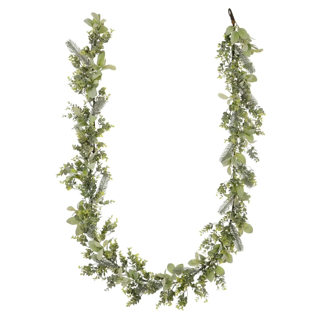 Long Christmas garland with mixed green branches