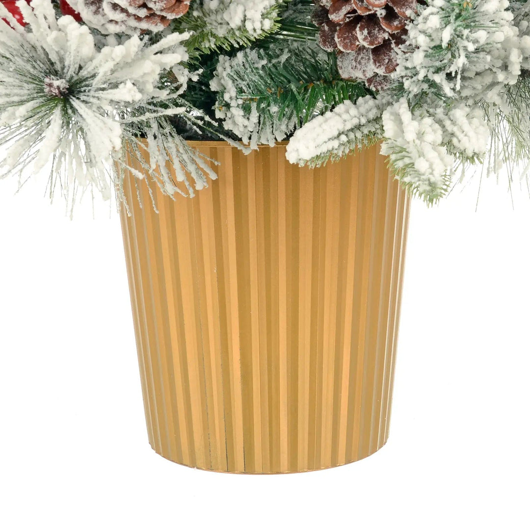 Gold colour, ridged design, round pot base for a snowy Christmas tree