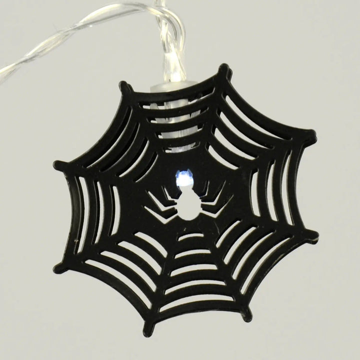 Black spider web design string light with cool white LED and clear wire