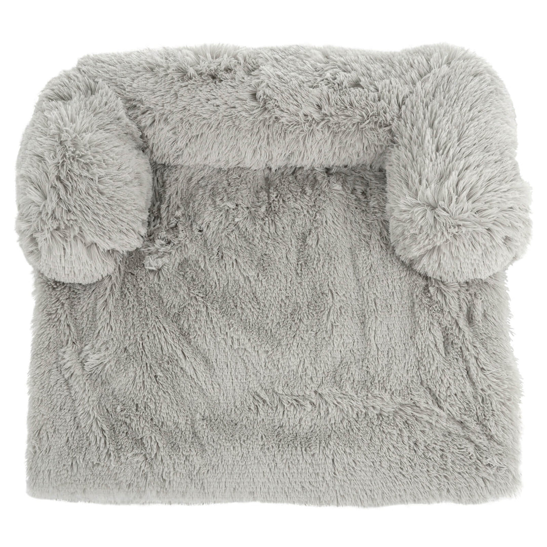Luxury Pet Bed Couch Plush Cat Dog Sofa Protector Light Grey M