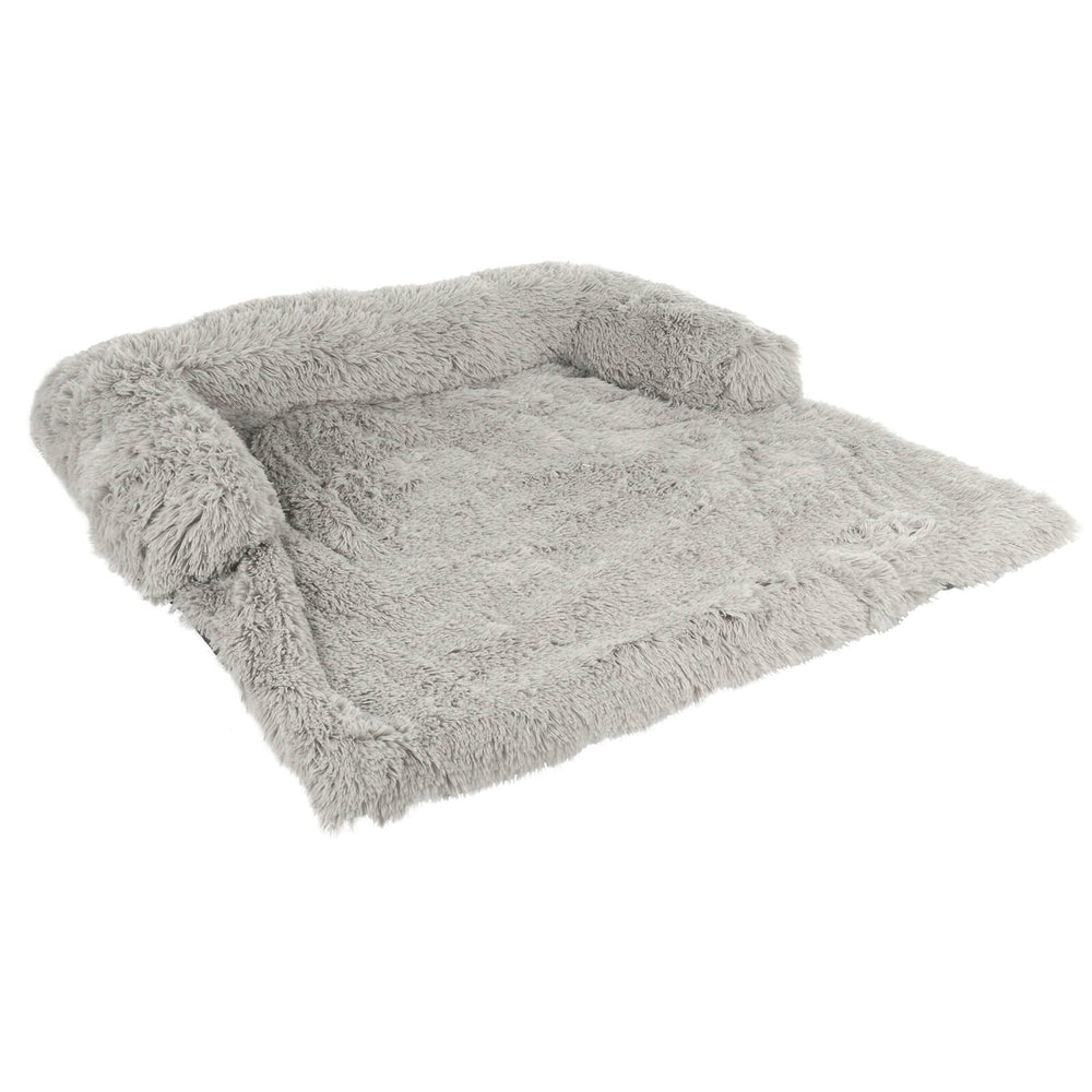 Luxury Pet Bed Couch Plush Cat Dog Sofa Protector Light Grey