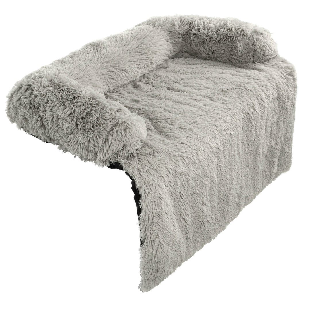 Luxury Pet Bed Couch Plush Cat Dog Sofa Protector Light Grey