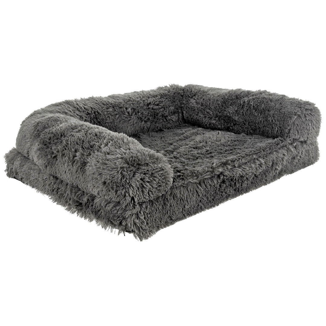 Luxury Orthopaedic Foam Pet Sofa Bed Plush Dog Couch Grey 80cm