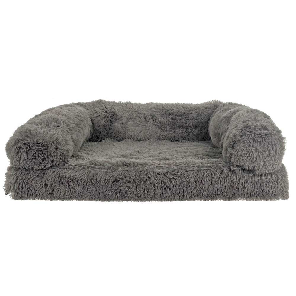 Luxury Orthopaedic Foam Pet Sofa Bed Plush Dog Couch Grey 80cm