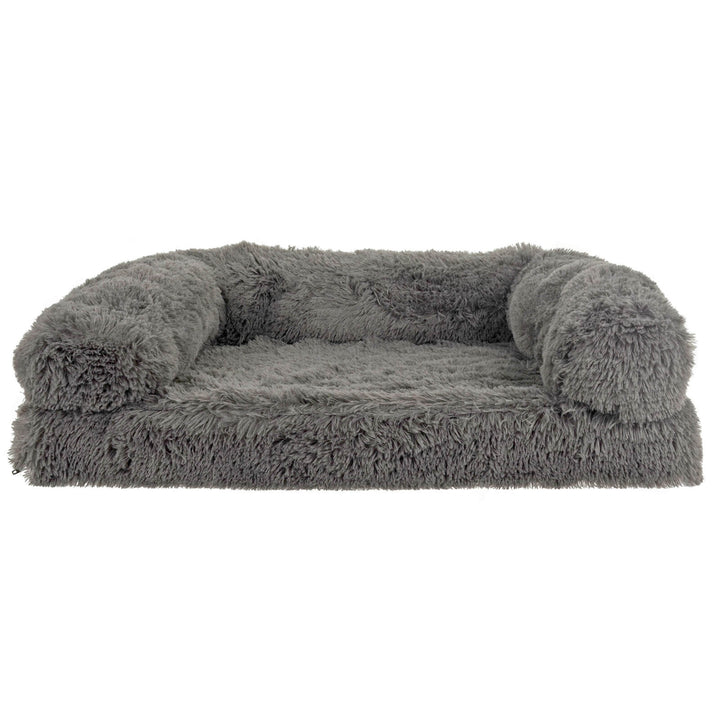 Luxury Orthopaedic Foam Pet Sofa Bed Plush Dog Couch Grey 80cm