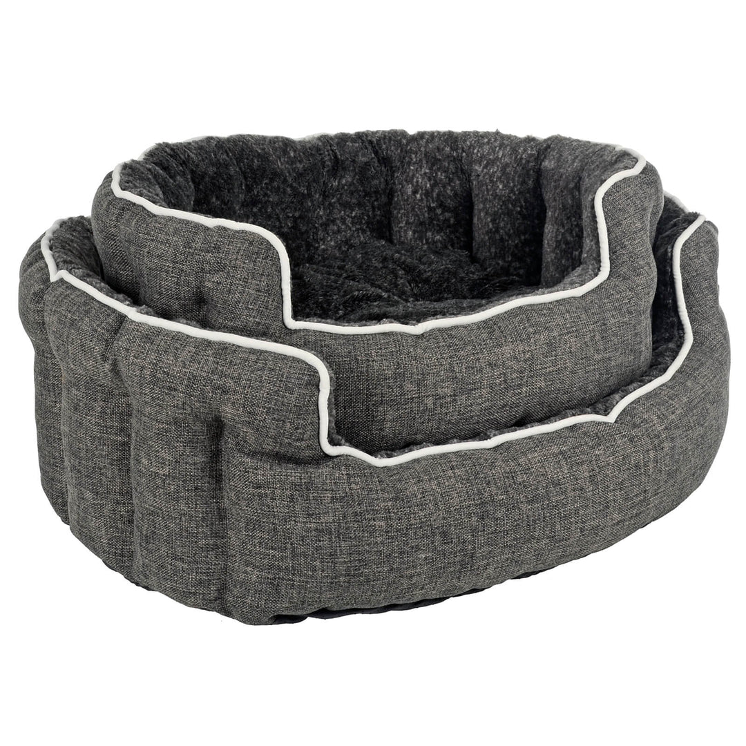 Luxury Oval Pet Bed Linen Fabric Padded Scallop Wall Dog Sofa
