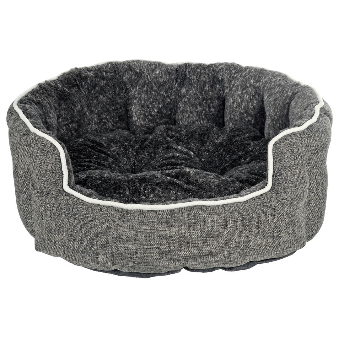 Luxury Oval Pet Bed Linen Fabric Padded Scallop Wall Dog Sofa