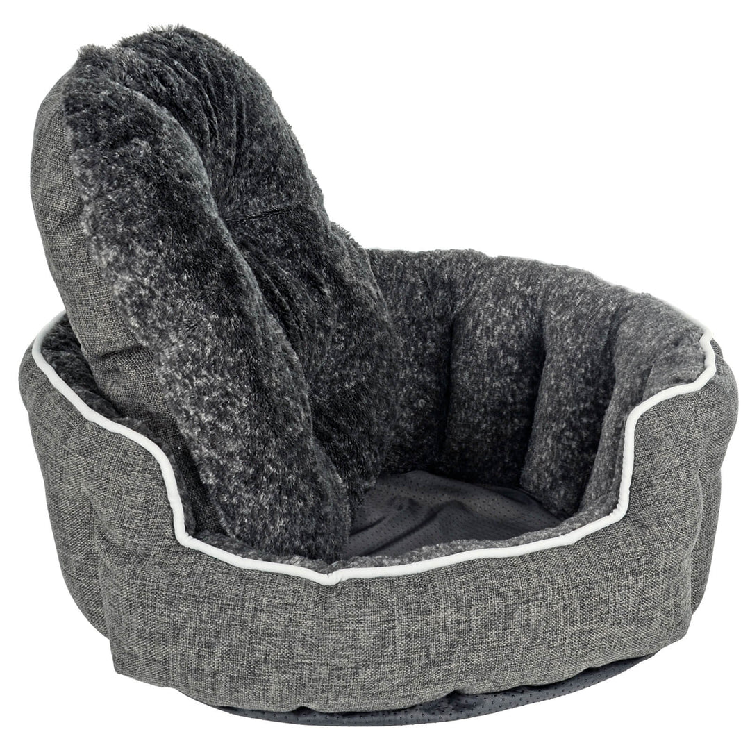 Luxury Oval Pet Bed Linen Fabric Padded Scallop Wall Dog Sofa