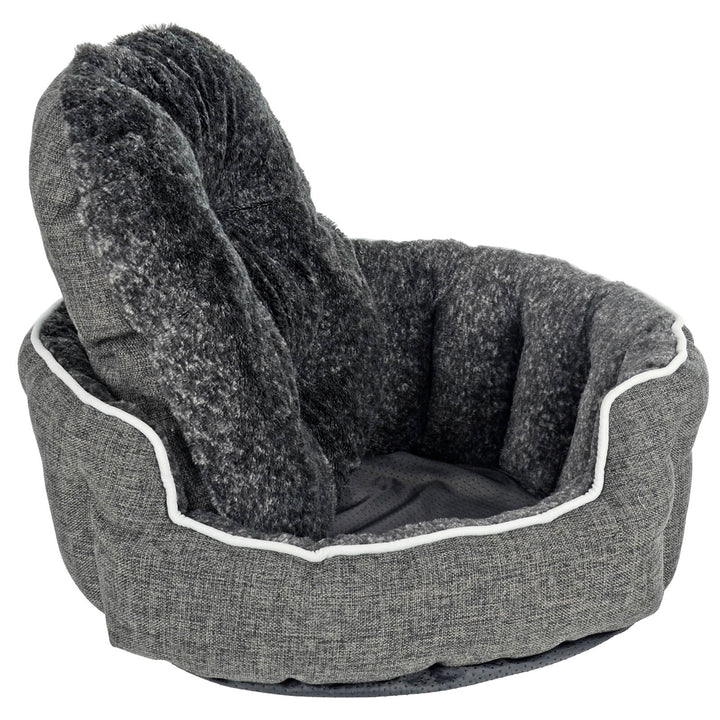 Luxury Oval Pet Bed Linen Fabric Padded Scallop Wall Dog Sofa