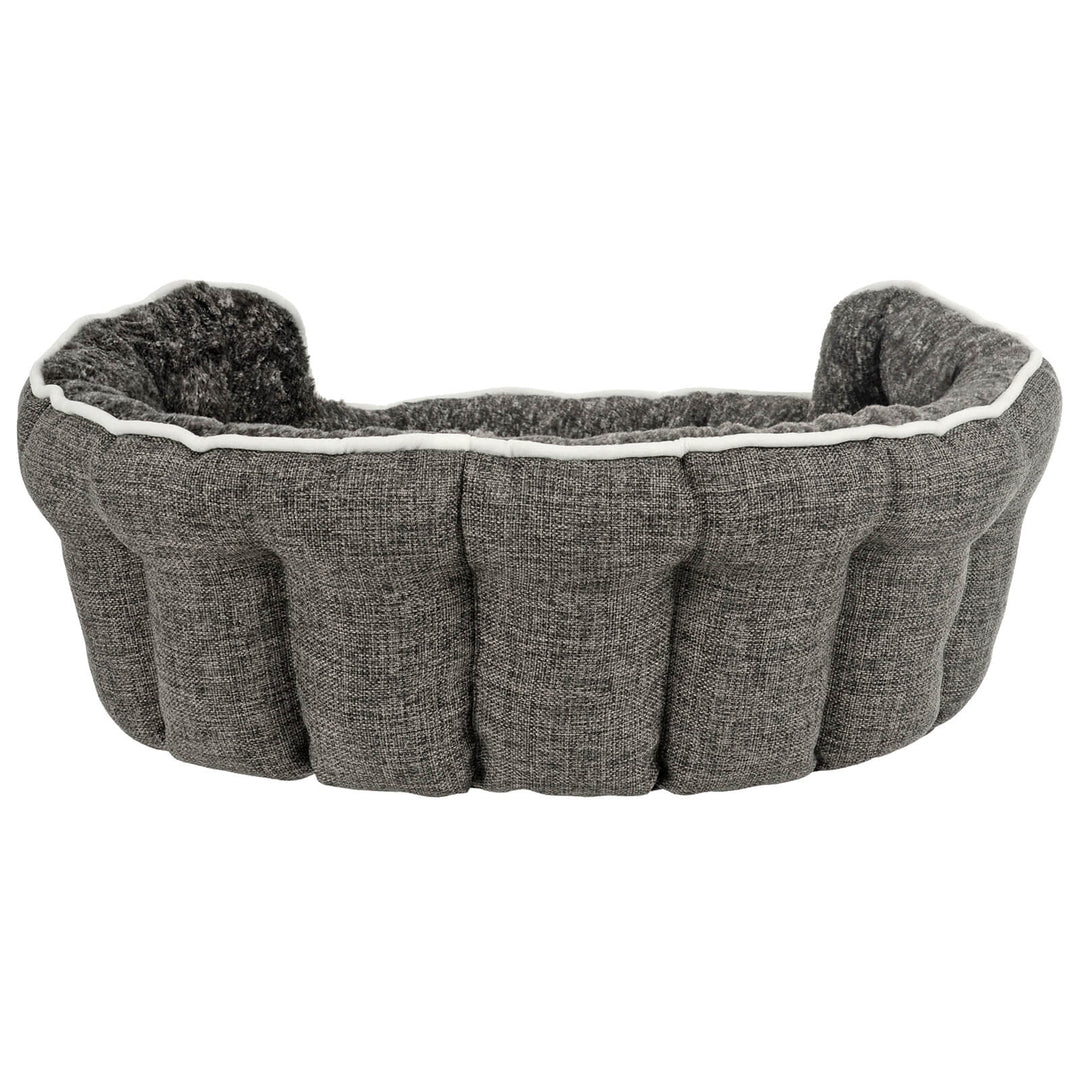 Luxury Oval Pet Bed Linen Fabric Padded Scallop Wall Dog Sofa