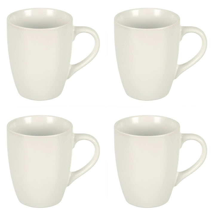 Set of 4 Matt Coloured Stoneware Coffee Mugs Tea Coffee White