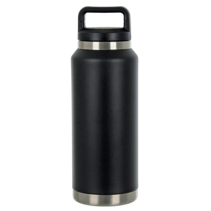 Black stainless steel large insulated water bottle with black handle lid