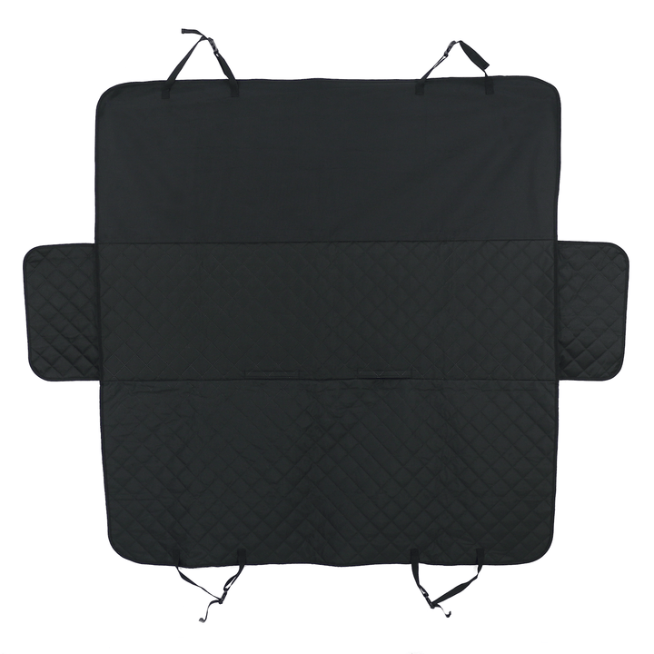 full shot of black heavy duty car seat cover on white background