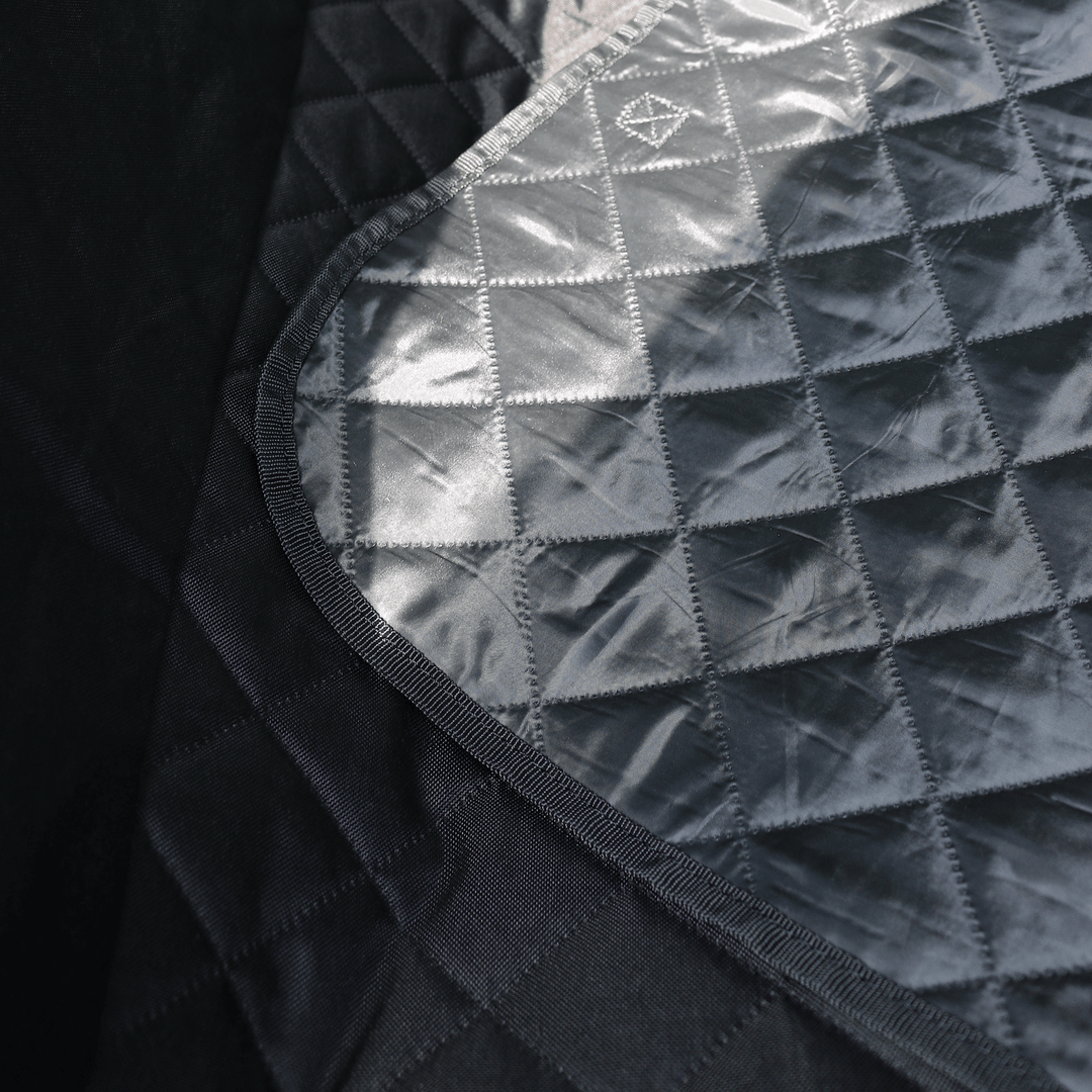 shot of heavy duty fabric on reverse featuring polyester water resistant material